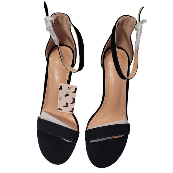 Women's Solid Color Black Suede Ankle Strap High Stiletto Heel Sandals Size 6 - Picture 5 of 13